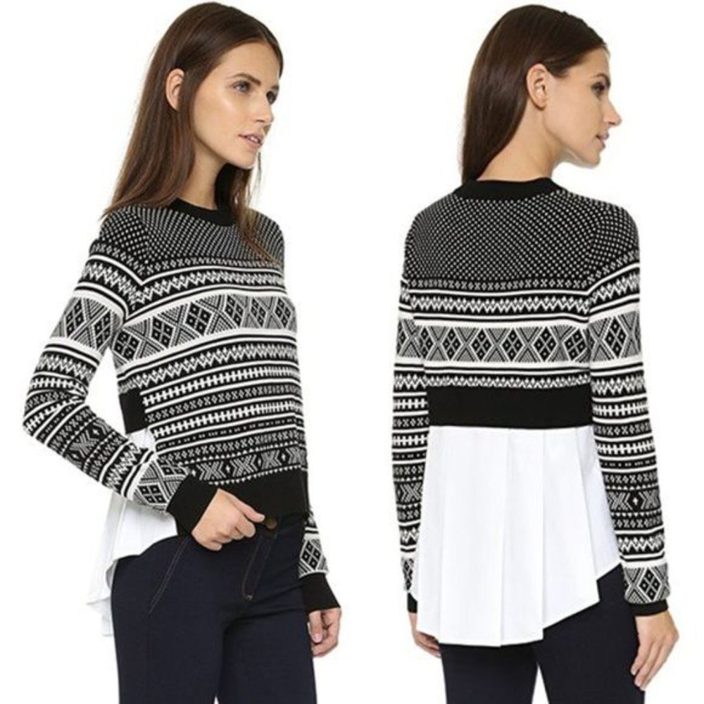 Veronica Beard Alps Mixed Media Sweater high low L